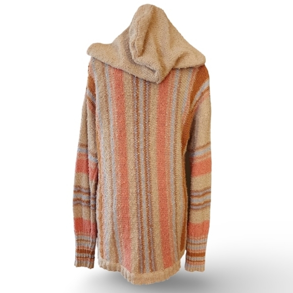 HEM & THREAD Boho Knit Baja‎ Hoodie Striped Slouchy Pullover Women's Large - Picture 2 of 6